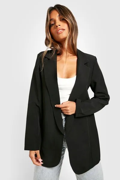 Базовый тканый пиджак свободного кроя с длинными рукавами boohoo, черный