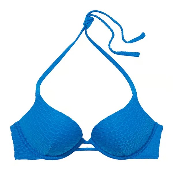 Топ бикини Victoria's Secret Swim Mix & Match Bombshell Push-Up Fishnet, синий