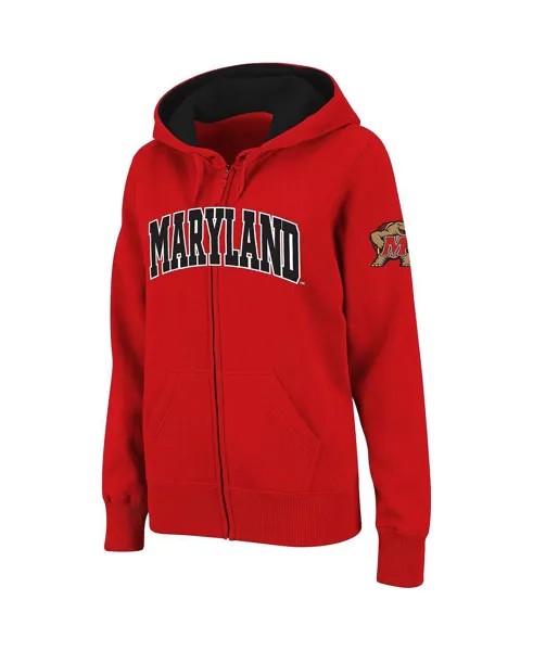 Женская красная худи с молнией во всю длину и арочным названием Maryland Terrapins Colosseum, красный