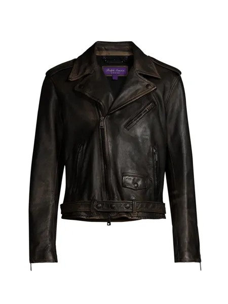Полированная кожаная куртка Ralph Lauren Purple Label, черный