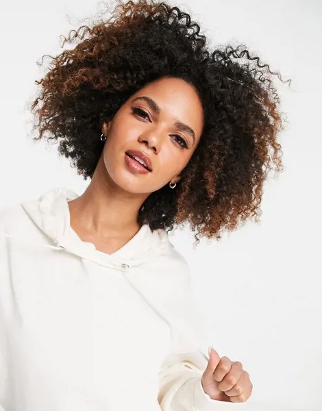 Oversized-худи бойфренда цвета слоновой кости ASOS DESIGN-Белый