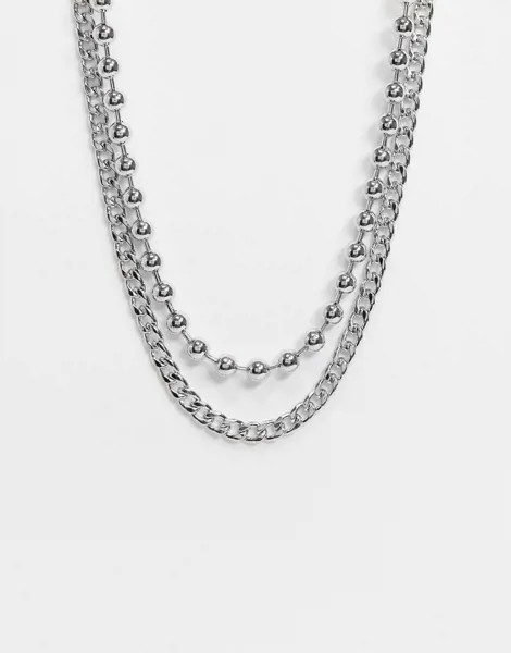 Серебристое ожерелье-цепочка с массивными звеньями Topshop-Серебряный