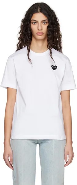 Белая футболка с сердечками Comme des Garçons Play