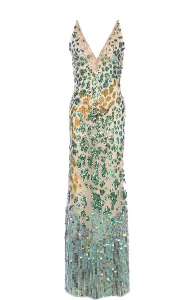 Приталенное платье-макси с V-образным вырезом и пайетками Roberto Cavalli