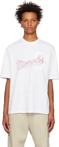 Белая футболка с вышивкой Moncler