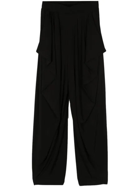 Issey Miyake зауженные брюки с драпировкой, черный