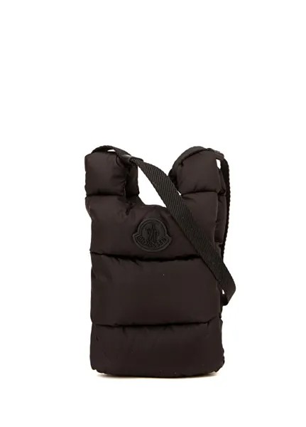 Черная женская сумка-пуховик с логотипом Moncler