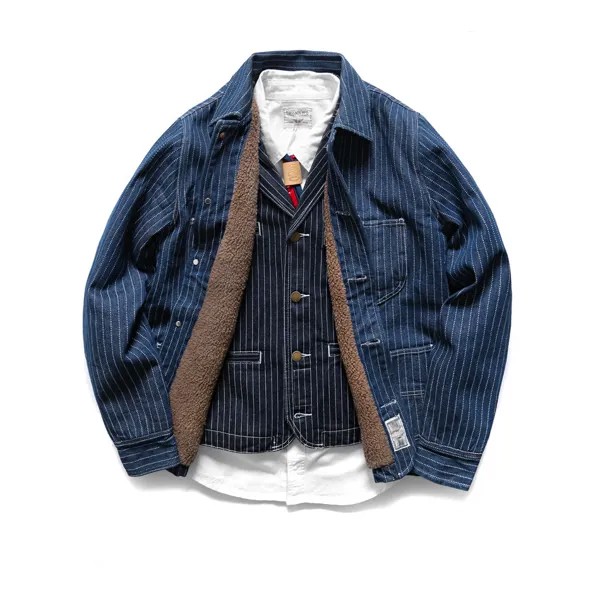 Осенне-зимнее кашемировое пальто Amaikaki для инструментов, уличные спортивные треккинговые рабочие штаны, полосатые джинсовые утепленные топы, хлопковая стеганая куртка