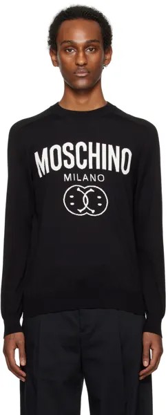 Черный свитер с двойным смайликом Moschino