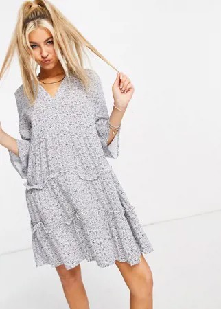 Темно-синее ярусное платье мини с присборенной юбкой Vero Moda-Темно-синий