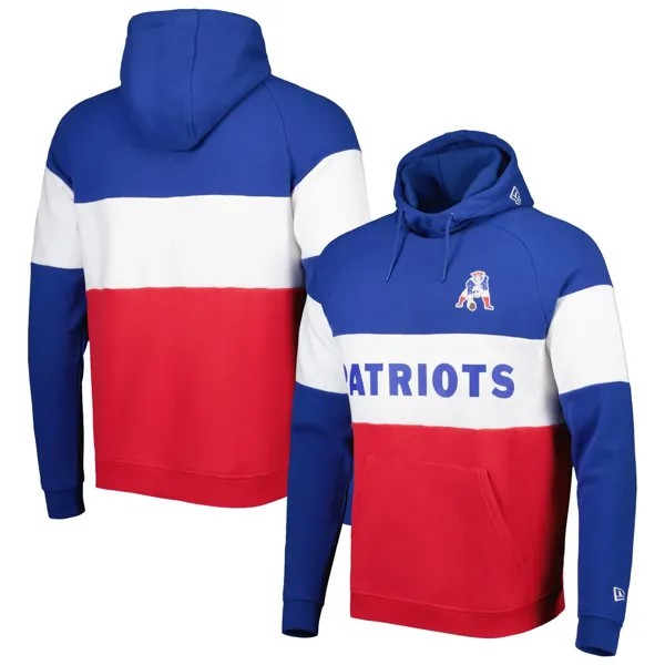 Мужской красный/королевский пуловер с капюшоном New England Patriots с цветными блоками New Era