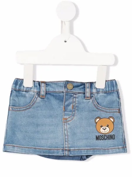 Moschino Kids джинсовая юбка мини с логотипом