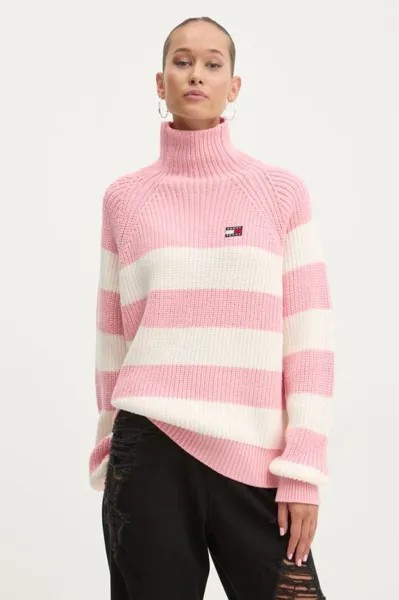 Свитер из смесовой шерсти Tommy Jeans, розовый