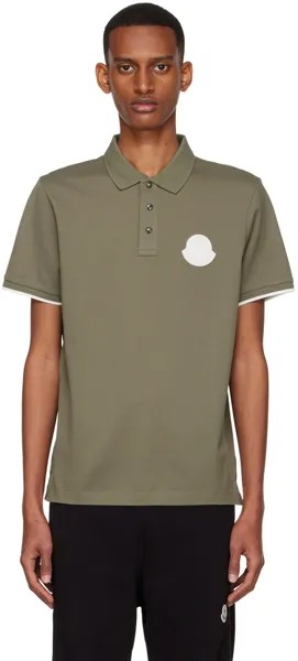 Зеленая хлопковая футболка-поло Moncler