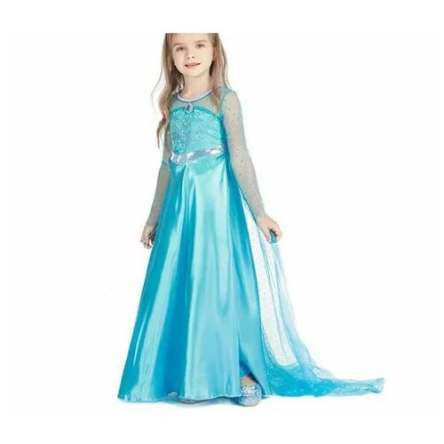 Платье длинное, карнавальное, детское Эльза, размер 100