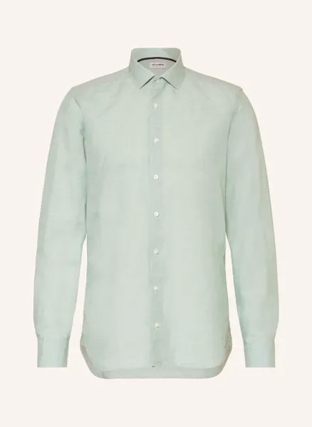 Рубашка level five, облегающая тело, из льна Olymp, зеленый
