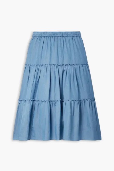 Ярусная юбка миди из твила Jason Wu, светло-синий