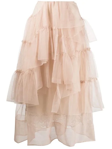 Simone Rocha ярусная юбка асимметричного кроя из тюля