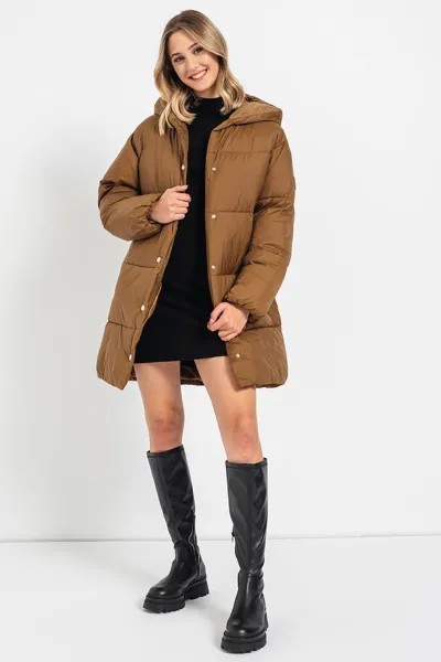 Утепленная зимняя куртка с капюшоном Boss, коричневый