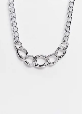 Серебристое ожерелье в виде цепочки с крупными звеньями Ego-Серебристый