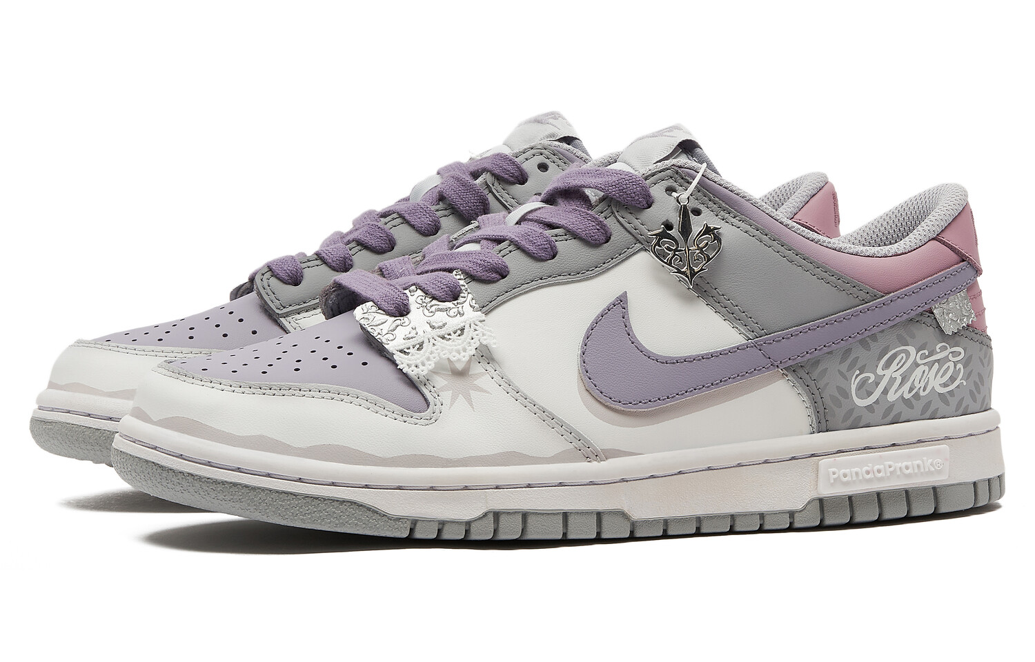 Кроссовки Nike Dunk Skateboarding Shoes Women's Low-top White/Pink/Purple, белый/розовый/фиолетовый