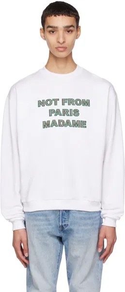 Белая толстовка 'Le Sweatshirt Slogan Tartan' Drôle De Monsieur