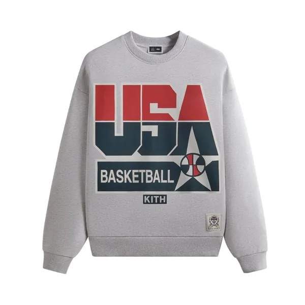Толстовка Kith For USA Basketball Legend Vintage Nelson Crewneck, цвет Light Heather Grey