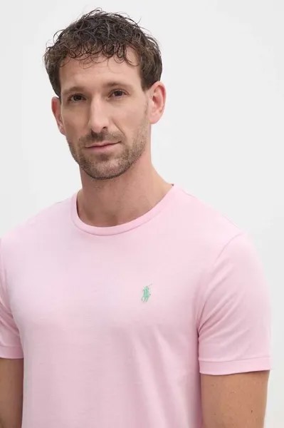 Хлопковая футболка Polo Ralph Lauren, розовый