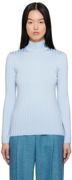 Синяя водолазка с вышивкой Nina Ricci