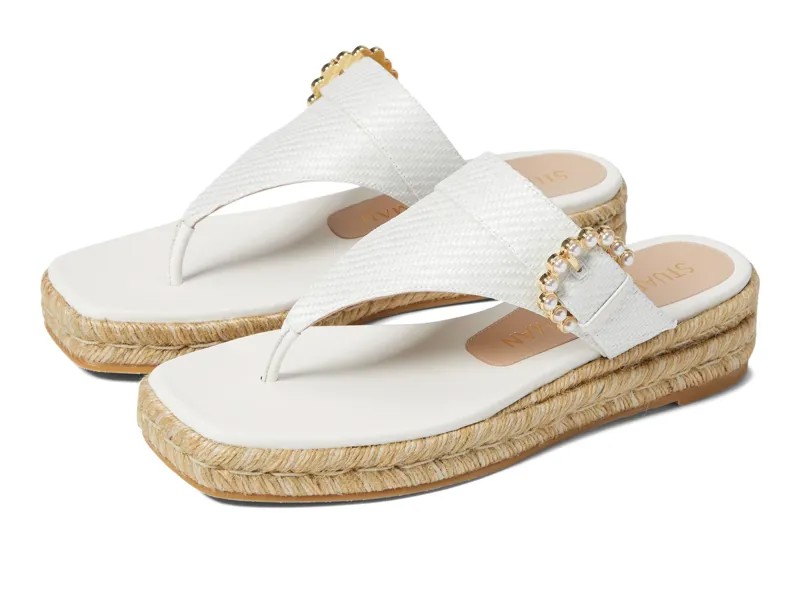 Сандалии Stuart Weitzman, Pearl Buckle Espadrille Sandal