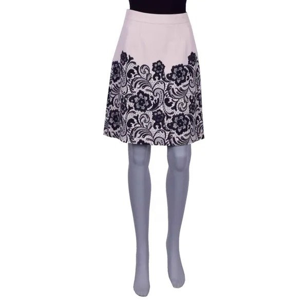 Dolce - Gabbana Юбка-трапеция из натуральной шерсти с цветочным принтом Кремовый Белый Черный 07096