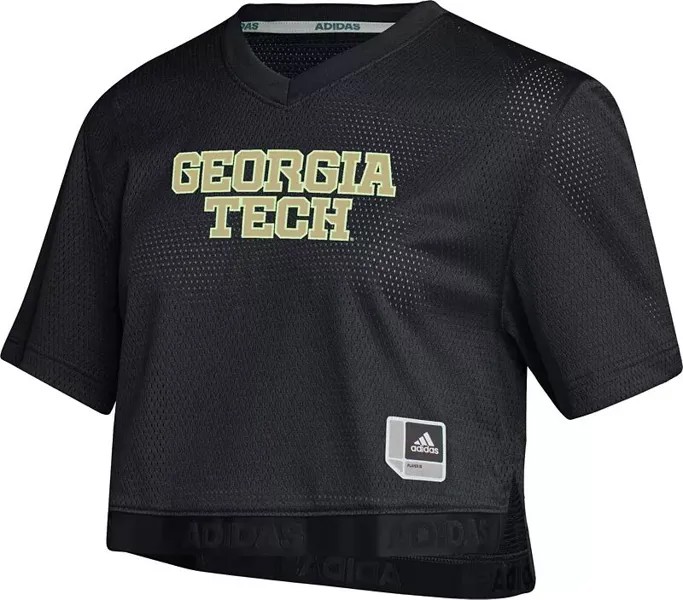 Женские желтые куртки Adidas Georgia Tech, черная укороченная футбольная майка