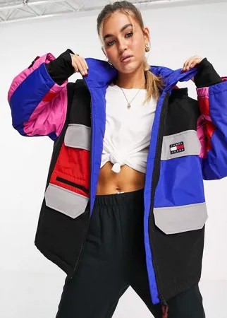 Разноцветная куртка в стиле колор блок с капюшоном Tommy Jeans-Разноцветный