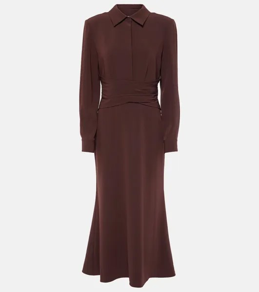 Платье миди из креп-атласа со сборками Roland Mouret, коричневый