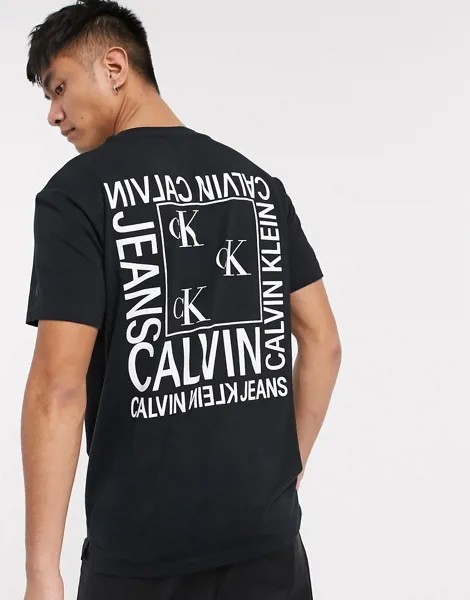 Черная футболка с принтом логотипа-монограммы Calvin Klein Jeans-Черный