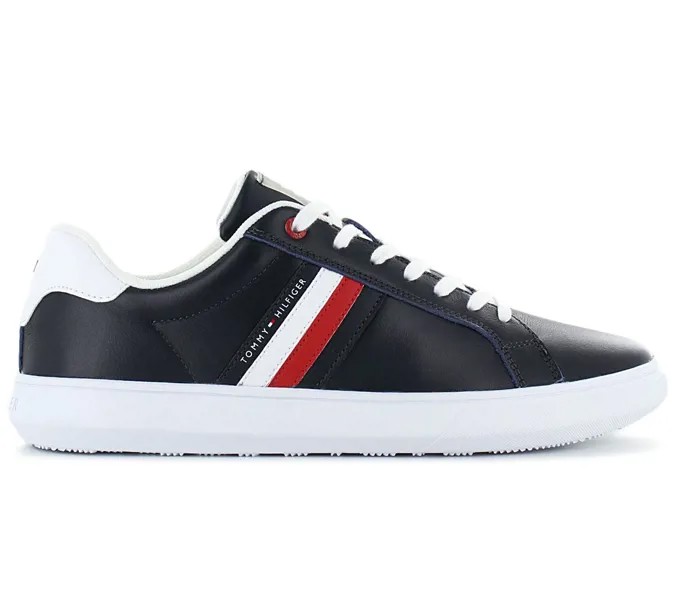 Tommy Hilfiger Essential Leather Cupsole - Мужская обувь Кожаная синяя FM0FM02668-DW5 Кроссовки Спортивная обувь ORIGINAL