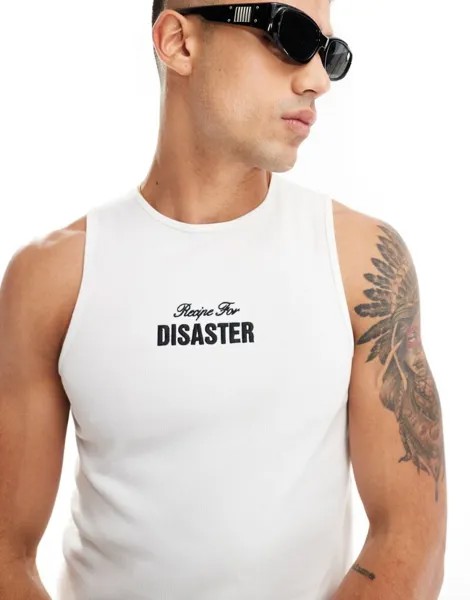 Белая приталенная майка с текстовым принтом на груди ASOS DESIGN