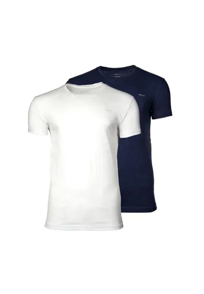 Мужская футболка, 2 шт. в упаковке - C-NECK T-SHIRT 2-PACK, круглый вырез, короткий рукав, хлопок GANT, цвет Marineblau