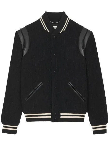 Saint Laurent бомбер Teddy 2Bandes, черный