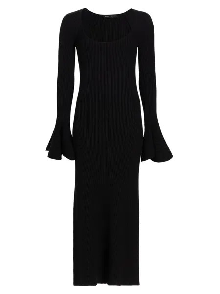 Трикотажное платье-свитер с рифлением в рубчик Proenza Schouler, черный