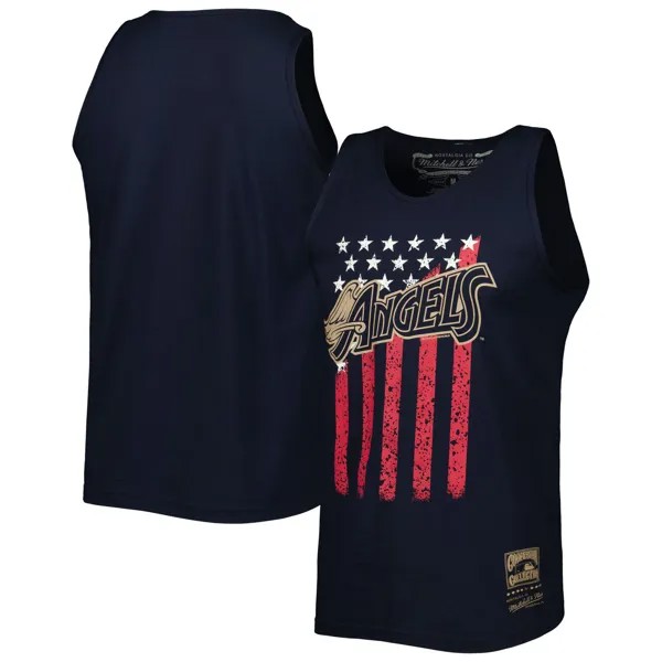 Мужская майка Mitchell & Ness Navy Los Angeles Angels Cooperstown Collection Stars and Stripes