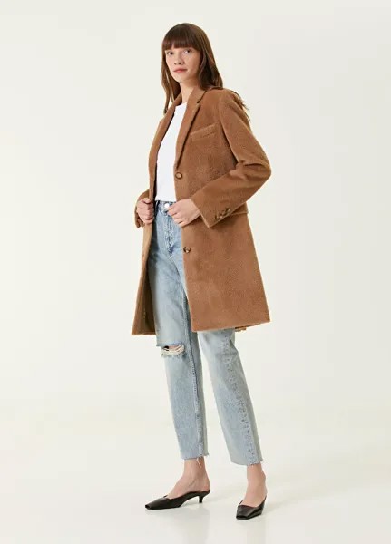 Светло-коричневое женское шерстяное пальто Toteme