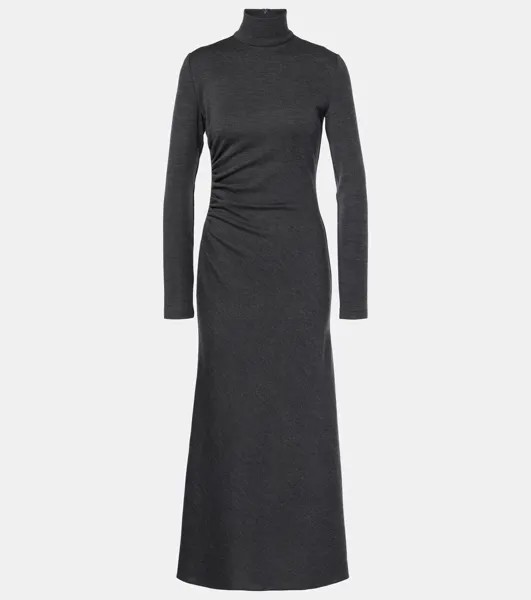 Платье макси из шерсти с рюшами Ralph Lauren Collection, цвет medium grey