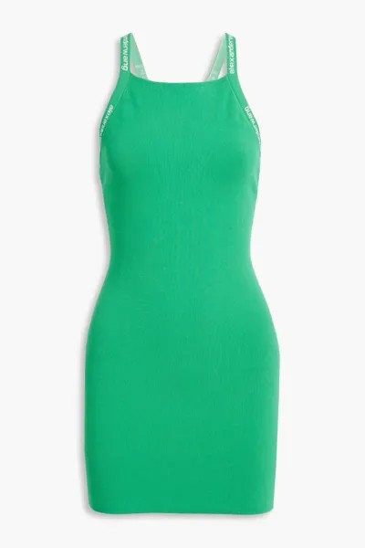 Мини-платье эластичной вязки Alexanderwang.T, зеленый