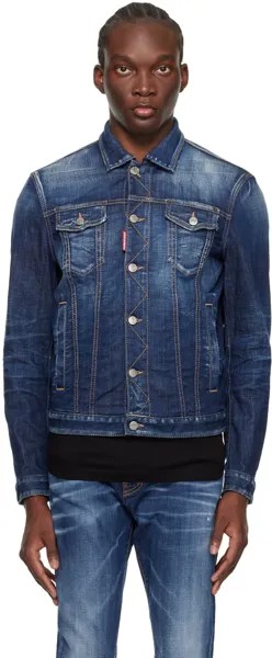 Джинсовая куртка цвета индиго Dan Dsquared2