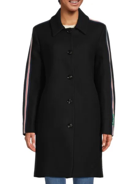 Пальто в полоску из натуральной шерсти Love Moschino, черный