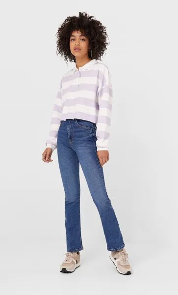 Stradivarius Поло Из Мягкой Ткани В Полоску Multicolor L