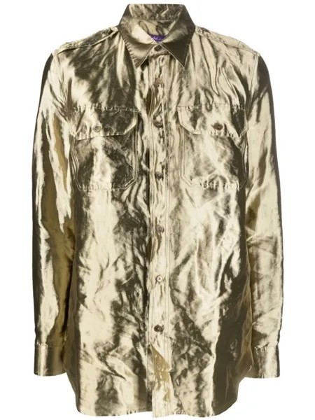 Ralph Lauren Collection рубашка с эффектом металлик, золотистый