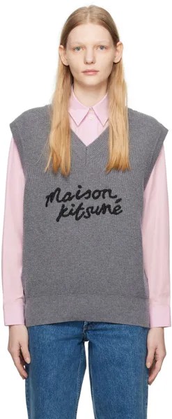 Серый жилет для рукописного ввода Maison Kitsune