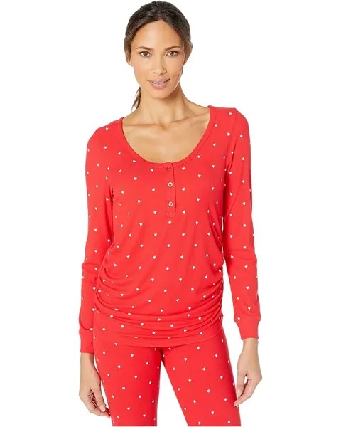 Пижамный комплект Plush Ribbed Heart Under-Belly Maternity Pajama Set, цвет Red/White